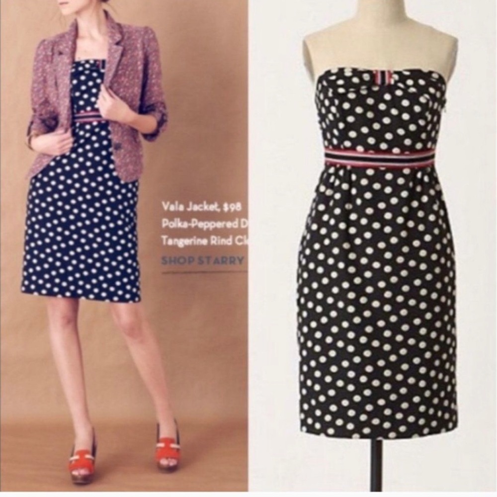 NWT Anthropologie Maeve Polka Dot Pepper Bow Dress